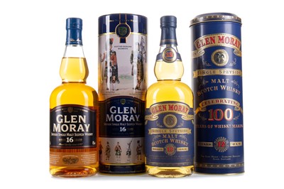 Lot 121 - GLEN MORAY 16 YEAR OLD HIGHLAND REGIMENTS AND GLEN MORAY 12 YEAR OLD 100 YEARS OF WHISKY MAKING