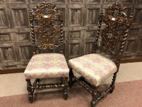 Lot 1017 - PAIR OF LATE VICTORIAN CARVED OAK SINGLE...
