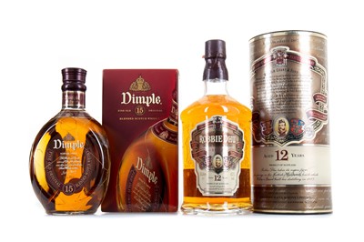 Lot 177 - GRANT'S ROBBIE DHU 12 YEAR OLD 1L AND DIMPLE 15 YEAR OLD