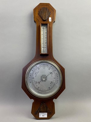 Lot 565 - A 20TH CENTURY BAROMETER AND THERMOMETER