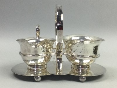 Lot 575 - A SILVER PLATED FOUR PIECE TEA AND COFFEE SERVICE AND OTHER SILVER AND PLATE