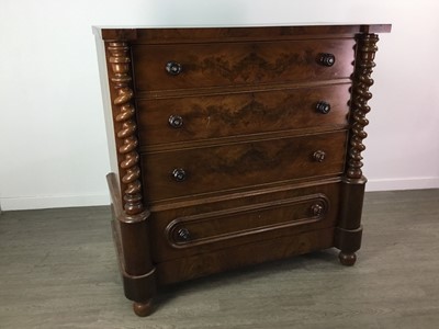 Lot 590 - A VICTORIAN MAHOGANY CHEST OF DRAWERS