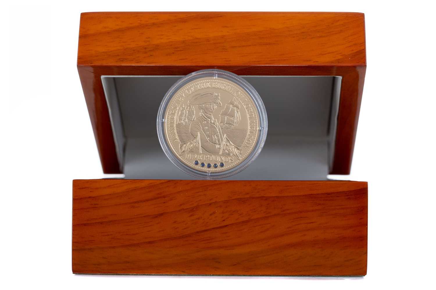 Lot 72 - A TRISTAN DA CUNHA 250TH ANNIVERSARY OF THE BIRTH OF ADMIRAL LORD NELSON GOLD PROOF FIVE POUND COIN
