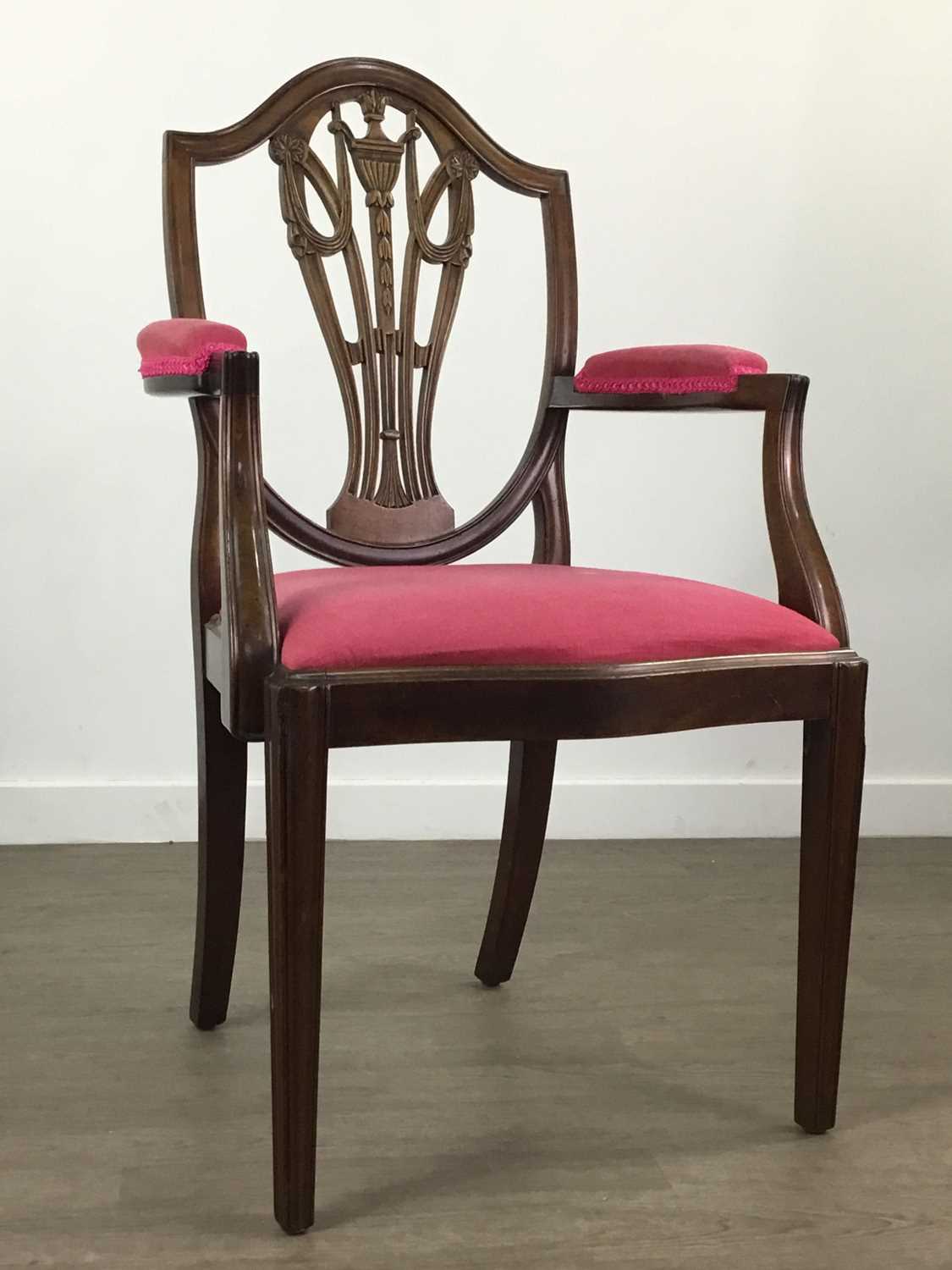 Lot 54 - A WALNUT ARMCHAIR AND TWO OTHER CHAIRS
