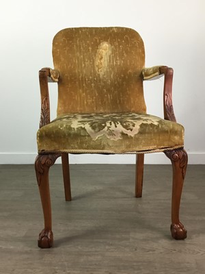 Lot 54 - A WALNUT ARMCHAIR AND TWO OTHER CHAIRS