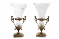 Lot 1043 - PAIR OF VICTORIAN EPERGNES each single etched...