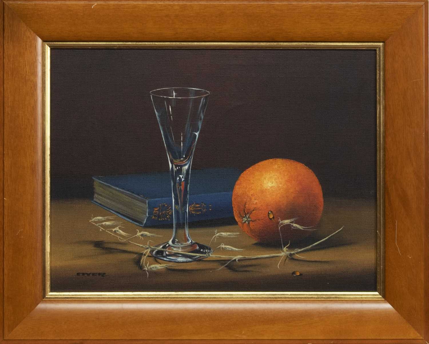 Lot 13 - STILL LIFE WITH ORANGE, AN OIL BY TED DYER