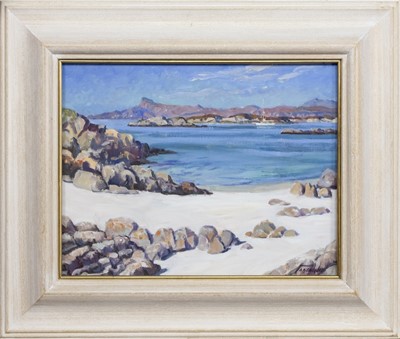 Lot 12 - TOWARDS EIGG: SOUNDS OF ARISAIG, AN OIL BY ANTHONY CAMPBELL