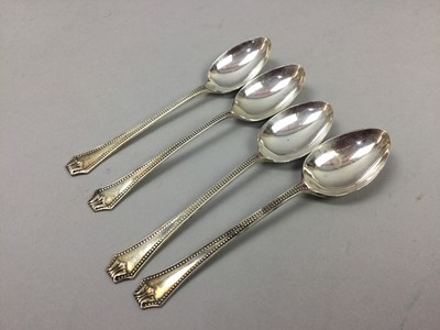 Lot 41 - A VICTORIAN CARVING SET ALONG WITH FOUR SILVER TEASPOONS