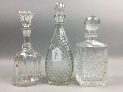 Lot 276 - A LOT OF SIX CRYSTAL AND GLASS DECANTERS WITH STOPPERS