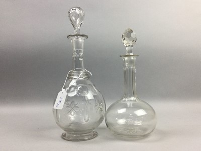 Lot 276 - A LOT OF SIX CRYSTAL AND GLASS DECANTERS WITH STOPPERS