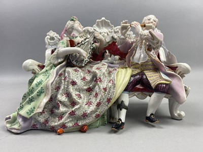 Lot 279 - A CONTINENTAL FIGURE GROUP AND OTHER CERAMICS