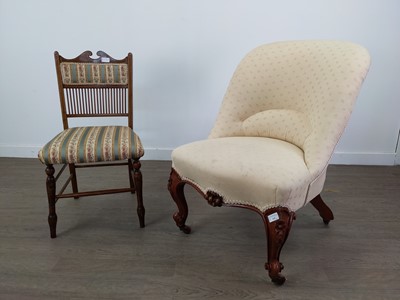 Lot 210 - A VICTORIAN NURSING CHAIR ALONG WITH A BEDROOM CHAIR