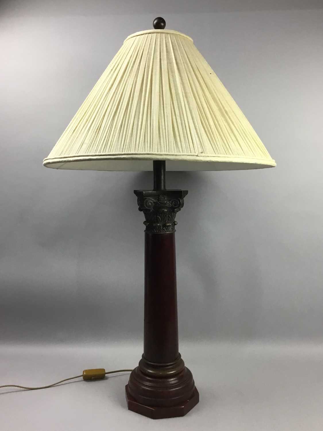 Lot 712 - A REPRODUCTION CORINTHIAN COLUMN TABLE LAMP