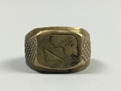 Lot 282 - A GENT'S TITANIUM ROPE DECORATED RING AND TWO SIGNET RINGS