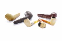 Lot 1067 - THREE MEERSCHAUM PIPES of plain form, one pipe...