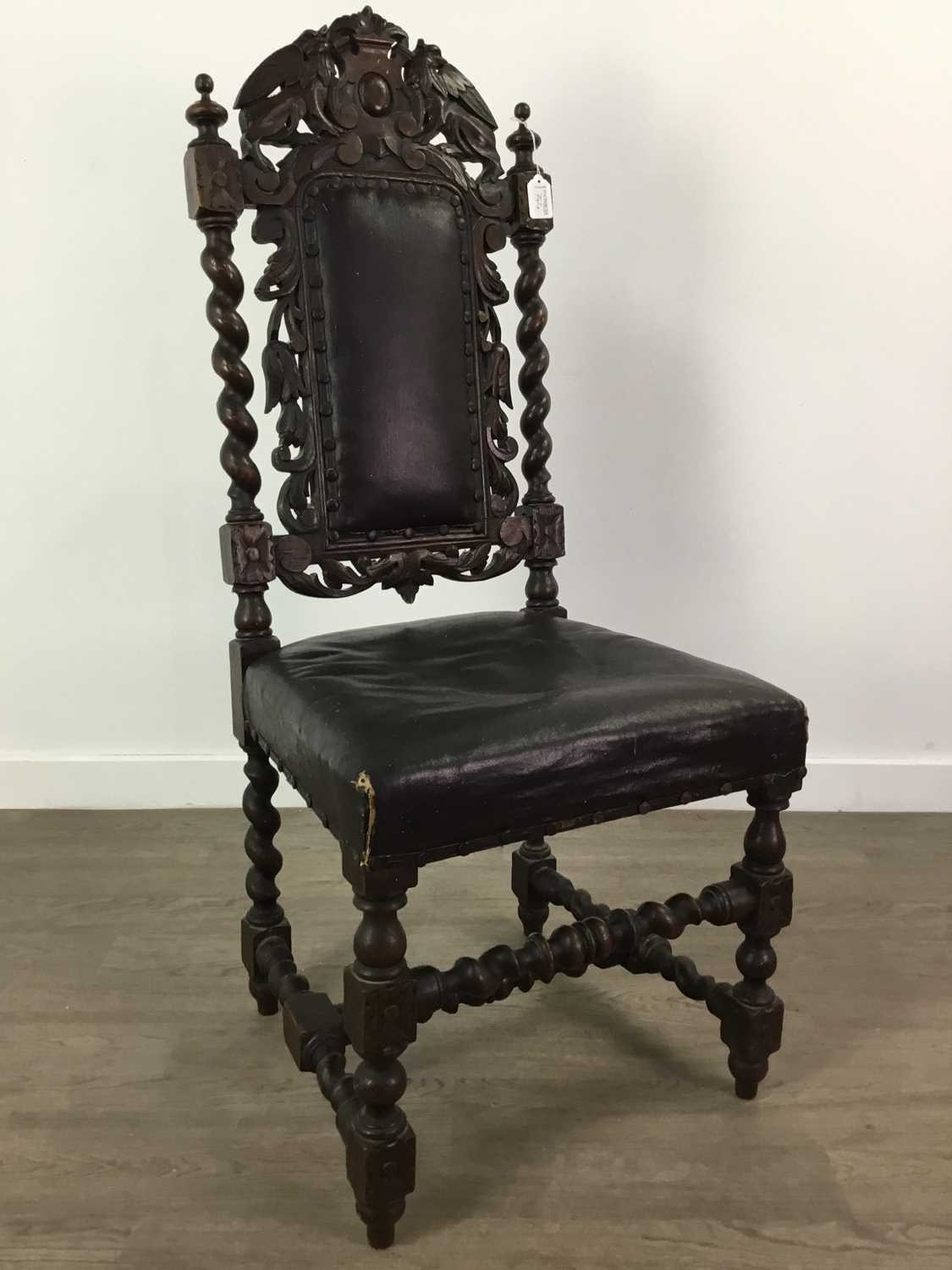 Lot 745 - A LATE 19TH CENTURY OAK HALL CHAIR