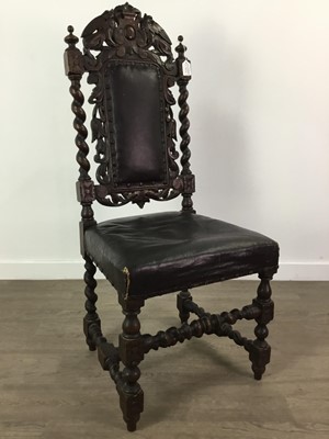 Lot 745a - A LATE 19TH CENTURY OAK HALL CHAIR