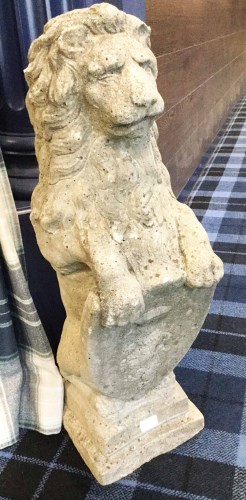 Lot 1072 - PAIR OF VICTORIAN STONE RAMPANT LION GARDEN...