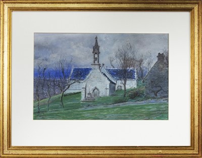 Lot 261 - AT THE ENTRANCE TO THE CHURCH, A PASTEL BY EDWIN SHERWOOD CALVERT
