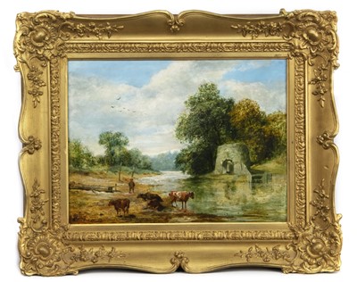 Lot 264 - CATTLE ON A RIVER, AN OIL BY GEORGE AIKMAN
