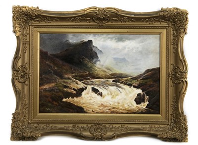 Lot 265 - RUSHING HIGHLAND BURN, AN OIL BY WILLIAM TIMMINS