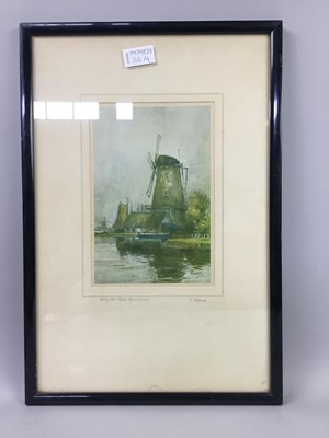 Lot 110 - A LOT OF THREE PRINTS AND A WATERCOLOUR