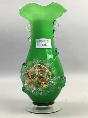 Lot 136 - A MURANO GLASS VASE ALONG WITH OTHER ART GLASS