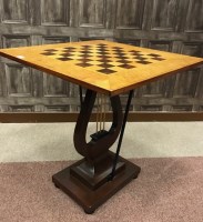 Lot 1085 - COMPOSED MAHOGANY AND MAPLE SQUARE GAMES TABLE...