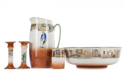 Lot 678 - A ROYAL DOULTON 'DICKENS WARE' EWER AND BASIN AND OTHERS