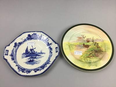 Lot 175 - A ROYAL DOULTON 'TITANIAN' WARE PLATE AND OTHER CERAMICS