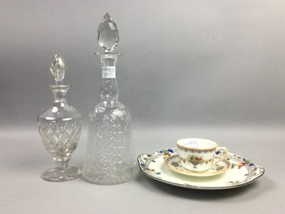 Lot 169 - A LOT OF FIVE GLASS DECANTERS AND OTHER ITEMS