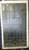 Lot 1094 - LOT OF FOUR STAINED AND CLEAR GLASS LEADED...