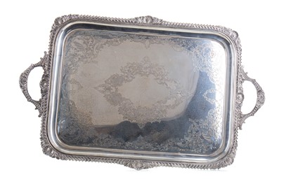 Lot A LARGE AND IMPRESSIVE VICTORIAN SILVER SERVING TRAY