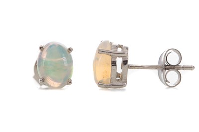 Lot 1130 - A PAIR OF ETHIOPIAN OPAL EARRINGS
