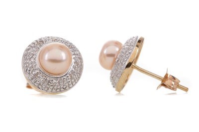 Lot 1142 - A PAIR OF PEARL AND DIAMOND EARRINGS