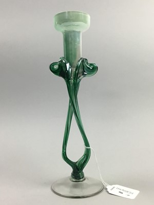 Lot 96 - AN ART GLASS CANDLESTICK ALONG WITH OTHER GLASS