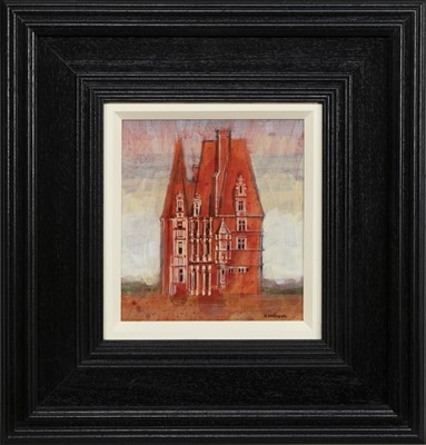 Lot 38 - RED CHATEAU, LOIRE VALLEY, AN ACRYLIC BY MICHAEL DURNING