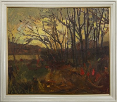 Lot 29 - THE BLACK BIRD ALONG THE WATER BUSHES, AN OIL BY DONALD MORRISON BUYERS