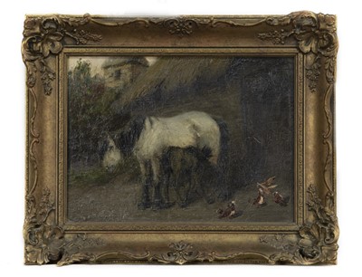 Lot 273 - PONY ON THE FARM COURT, AN OIL BY GEORGE SMITH