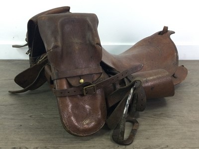 Lot 80 - AN EARLY TO MID 20TH CENTURY PALESTINIAN POLICE OFFICER'S LEATHER SADDLE