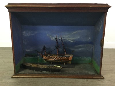 Lot 460 - A SHIP DIORAMA AND A ROSS OF LONDON STAND