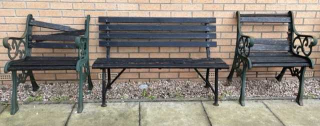 Lot 150 - A GARDEN BENCH AND CHAIR SET