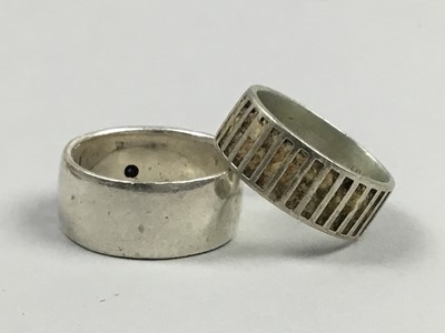 Lot 474 - A LOT OF TWO SILVER WEDDING BANDS AND A WRIST WATCH