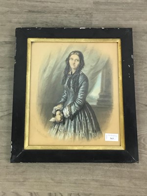 Lot 363 - A PAIR OF VICTORIAN HAND TINTED LITHOGRAPHIC PORTRAITS OF A LADY AND GENTLEMAN AND OTHERS