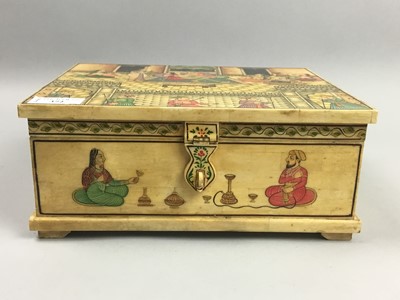 Lot 372 - AN INDIAN PAINTED RESIN SPICE BOX