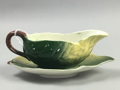 Lot 367 - A ROYAL WINTON LEAF MOULDED GRAVY BOAT ALONG WITH OTHER CERAMICS