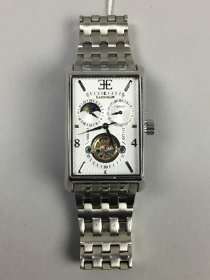 Lot 424 - A GENT'S EARNSHAW STAINLESS STEEL WRIST WATCH