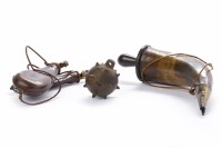 Lot 1154 - 19TH CENTURY HORN POWDER FLASK with brass cap...