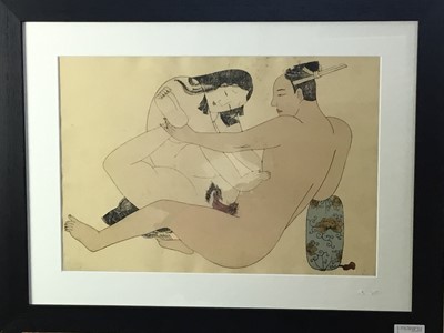 Lot 1082 - A LATE 19TH/EARLY 20TH CENTURY JAPANESE EROTIC PRINT